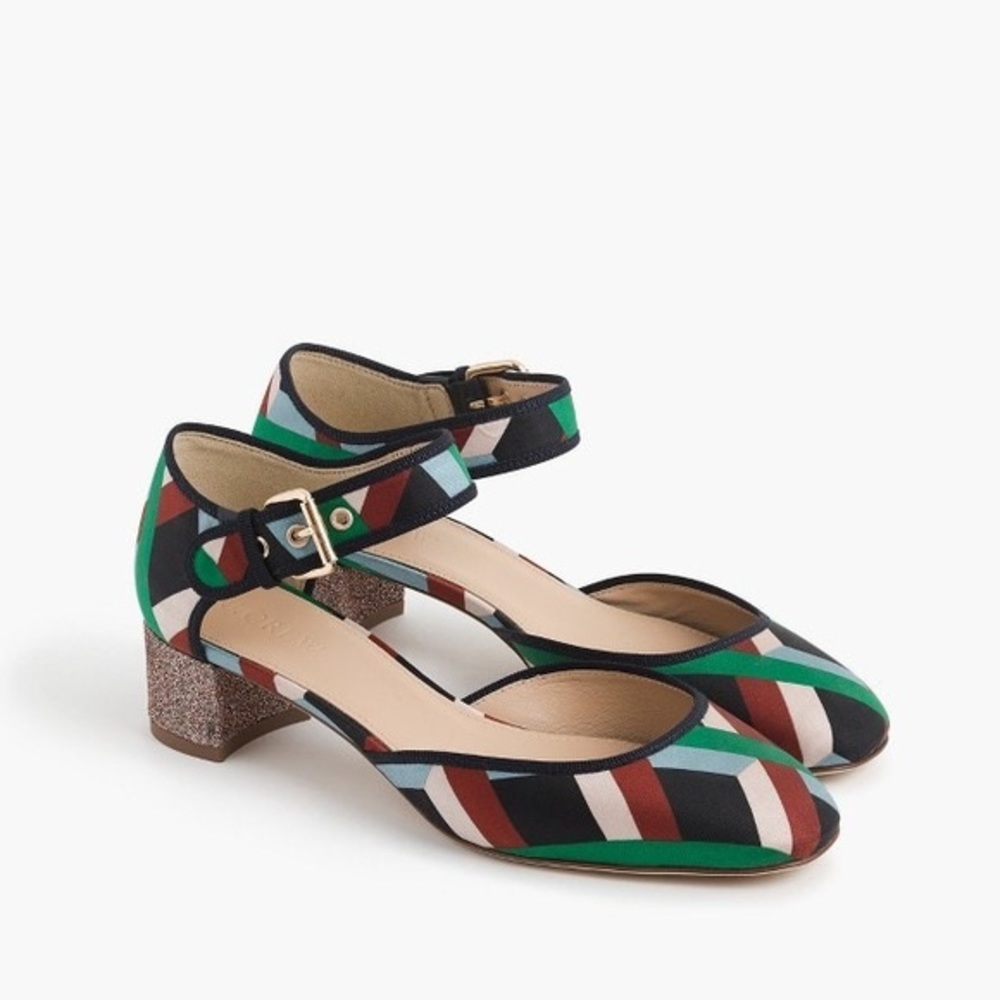 J. Crew Mary Jane Pumps with Glittery Heel 6M